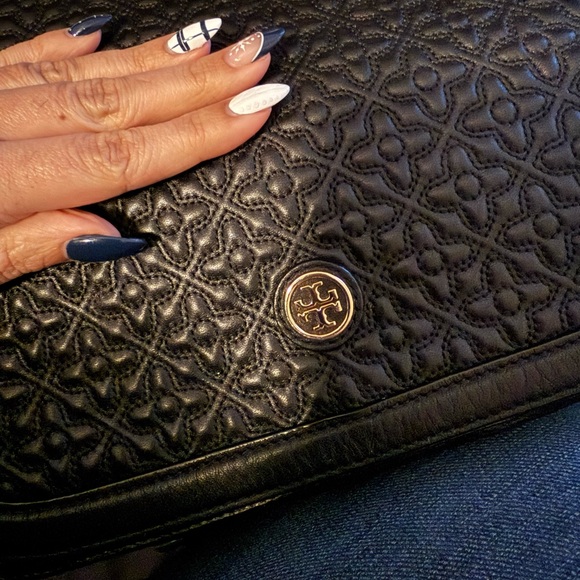 Tory Burch Black Embossed Shoulder Bag - Picture 5 of 11